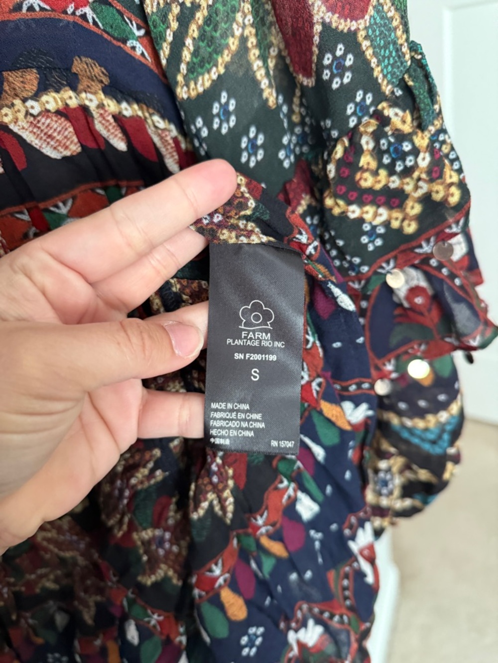 Farm Rio Tropical Shine mini navy blue dress - Picture 3 of 6
